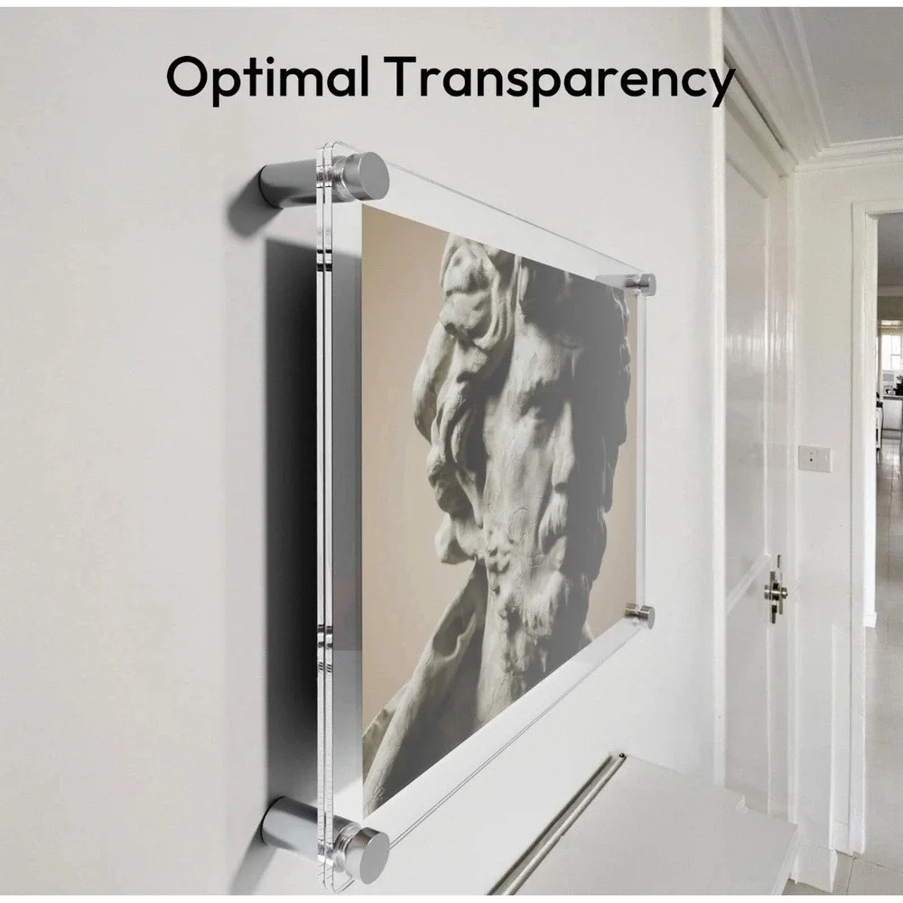 NIUBEE Frame 8.5 x 12 in Wall Acrylic Floating Picture Clear Frameless Display